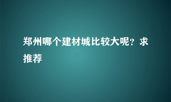 郑州哪个建材城比较大呢？求推荐