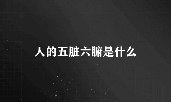 人的五脏六腑是什么