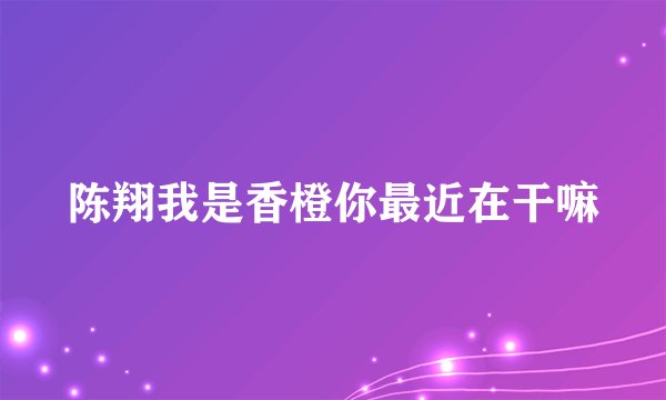 陈翔我是香橙你最近在干嘛