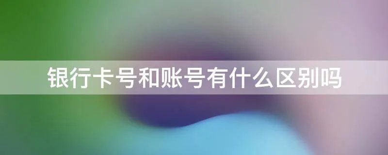 银行卡号和账号有什么区别吗