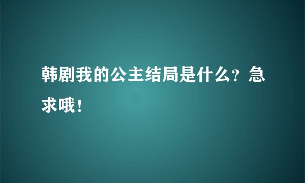 韩剧我的公主结局是什么？急求哦！