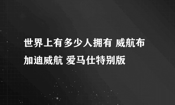 世界上有多少人拥有 威航布加迪威航 爱马仕特别版