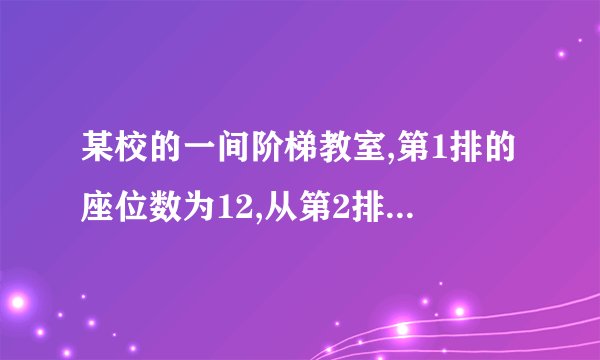 某校的一间阶梯教室,第1排的座位数为12,从第2排开始,每一排都比前一排增加a个