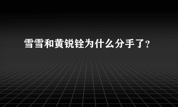 雪雪和黄锐铨为什么分手了?