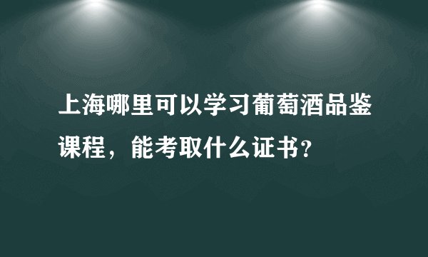 上海哪里可以学习葡萄酒品鉴课程,能考取什么证书?