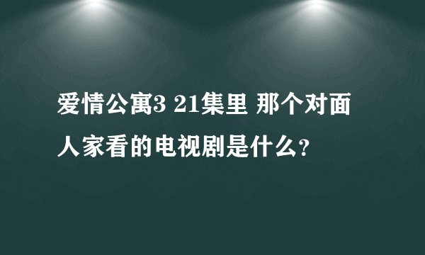 爱情公寓3 21集里 那个对面人家看的电视剧是什么？