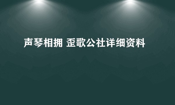 声琴相拥 歪歌公社详细资料