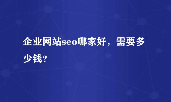 企业网站seo哪家好，需要多少钱？