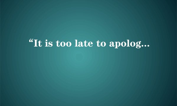 “It is too late to apologize”这是哪首歌里面的？