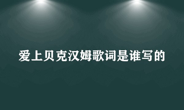 爱上贝克汉姆歌词是谁写的