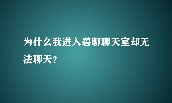 为什么我进入碧聊聊天室却无法聊天？
