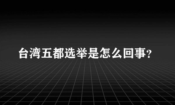 台湾五都选举是怎么回事？