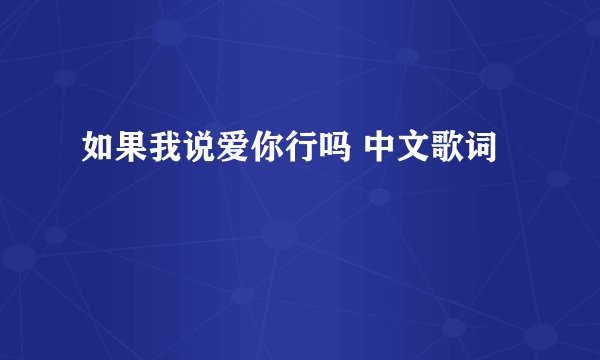 如果我说爱你行吗 中文歌词