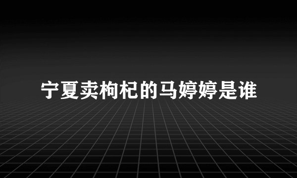 宁夏卖枸杞的马婷婷是谁
