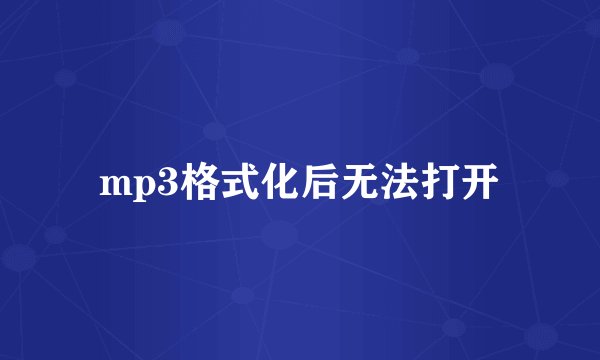 mp3格式化后无法打开