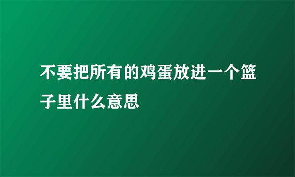 不要把所有的鸡蛋放进一个篮子里什么意思