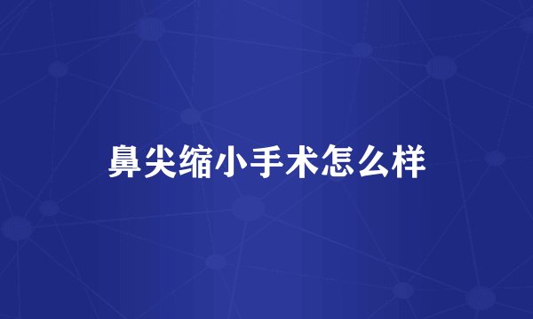 鼻尖缩小手术怎么样