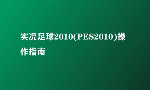 实况足球2010(PES2010)操作指南