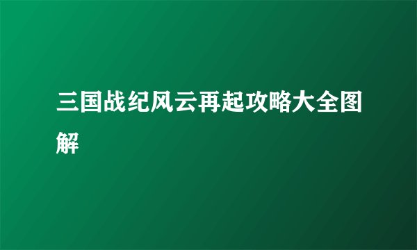 三国战纪风云再起攻略大全图解