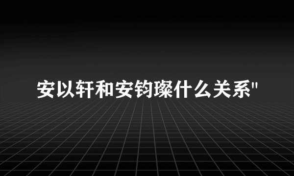 安以轩和安钧璨什么关系