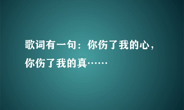 歌词有一句：你伤了我的心，你伤了我的真……