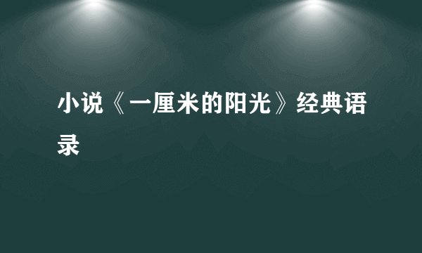 小说《一厘米的阳光》经典语录