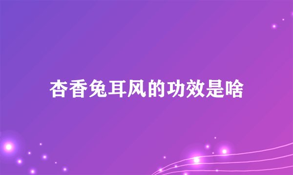 杏香兔耳风的功效是啥