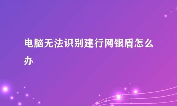 电脑无法识别建行网银盾怎么办