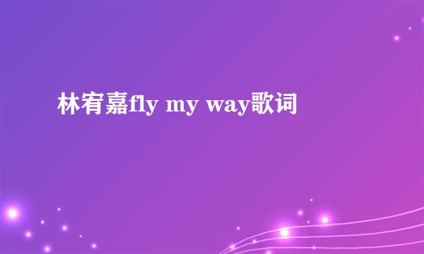 林宥嘉fly my way歌词
