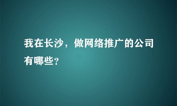我在长沙，做网络推广的公司有哪些？