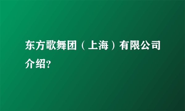 东方歌舞团（上海）有限公司介绍？