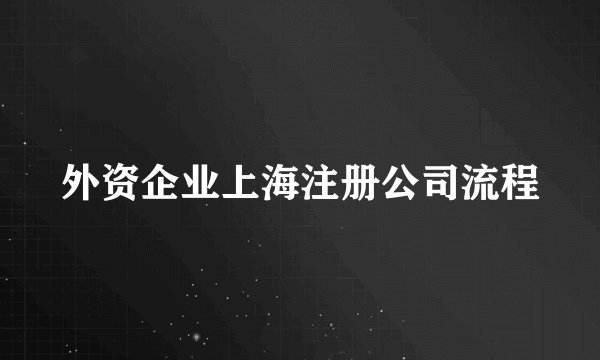 外资企业上海注册公司流程