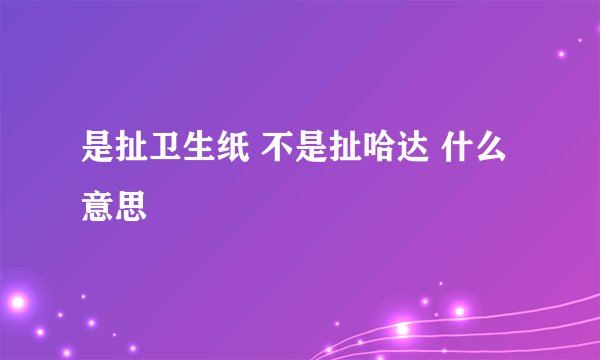 是扯卫生纸 不是扯哈达 什么意思