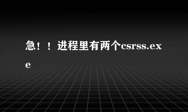 急！！进程里有两个csrss.exe