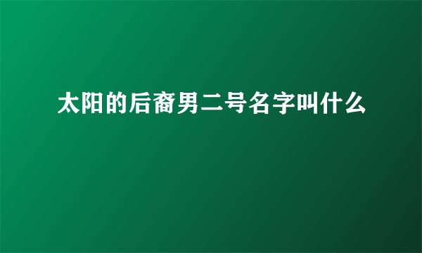 太阳的后裔男二号名字叫什么