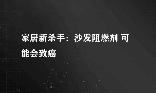 家居新杀手:沙发阻燃剂 可能会致癌