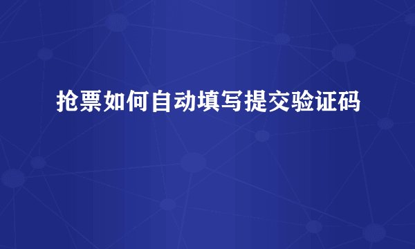 抢票如何自动填写提交验证码