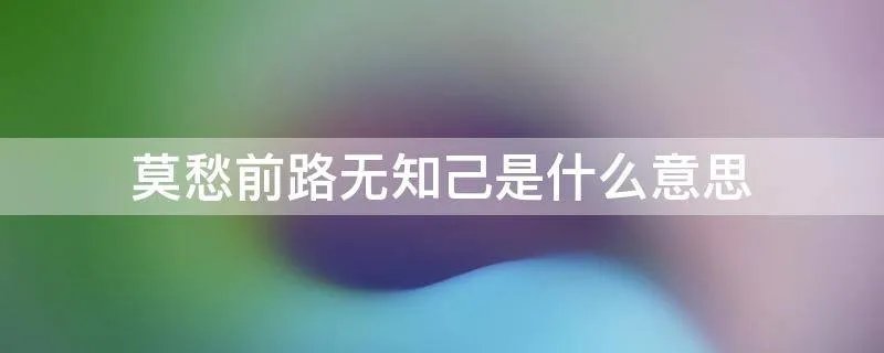 莫愁前路无知己是什么意思