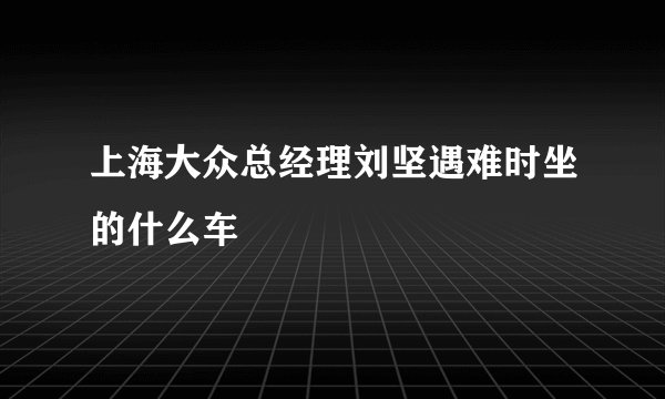 上海大众总经理刘坚遇难时坐的什么车