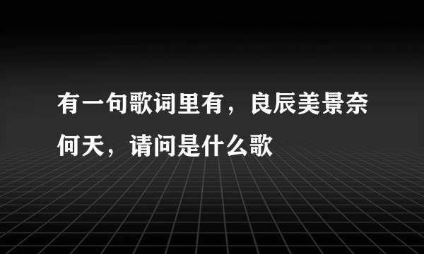 有一句歌词里有，良辰美景奈何天，请问是什么歌