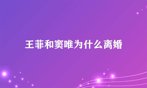 王菲和窦唯为什么离婚