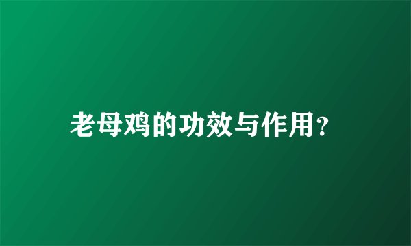 老母鸡的功效与作用？
