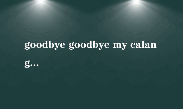 goodbye goodbye my calang calang 是一句歌词 好像是李弘基唱的 歌名叫什么？
