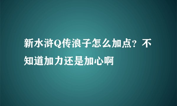 新水浒Q传浪子怎么加点?不知道加力还是加心啊