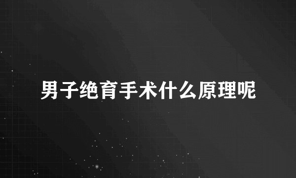 男子绝育手术什么原理呢