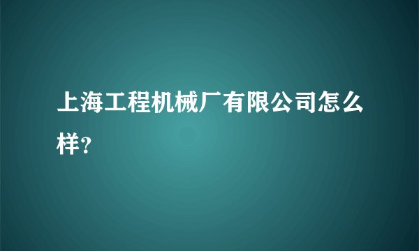 上海工程机械厂有限公司怎么样？