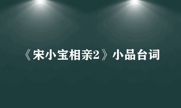 《宋小宝相亲2》小品台词
