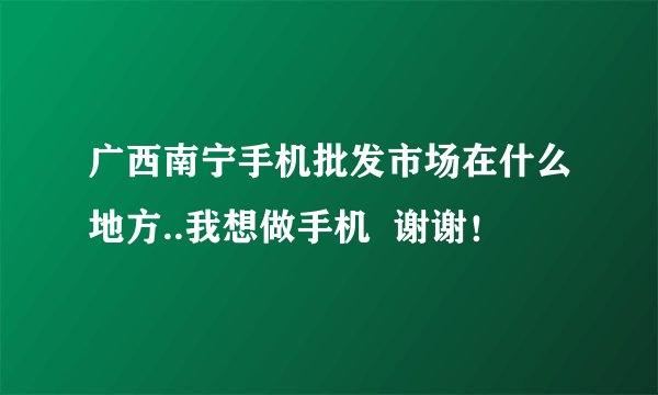 广西南宁手机批发市场在什么地方..我想做手机  谢谢！