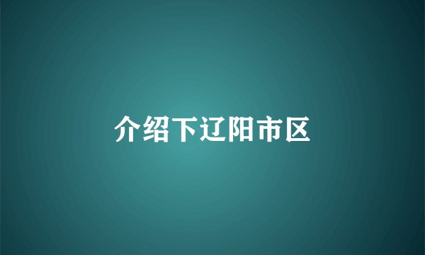 介绍下辽阳市区