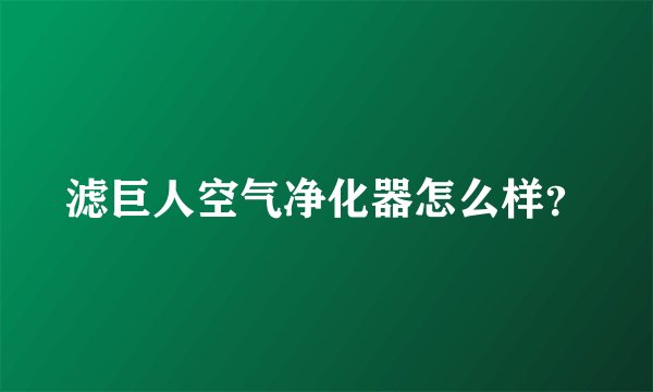 滤巨人空气净化器怎么样？